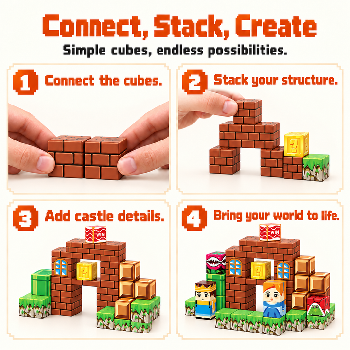 Magnetic Building Blocks Castle Adventure – 108-Piece Cube Set (25C-66)
