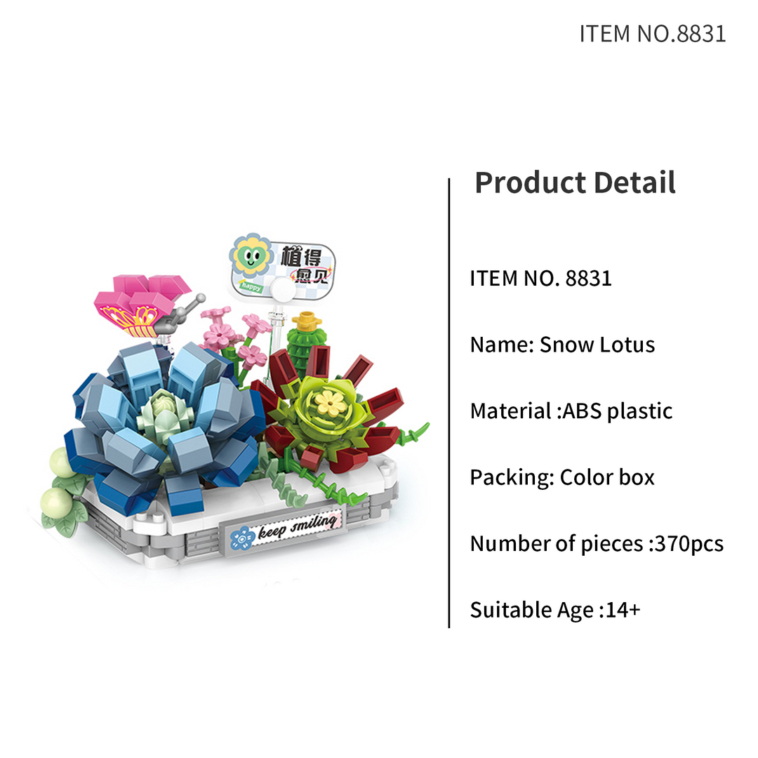 Mirco Blocks Cactus & Lotus Potted (Set 8831-8834)