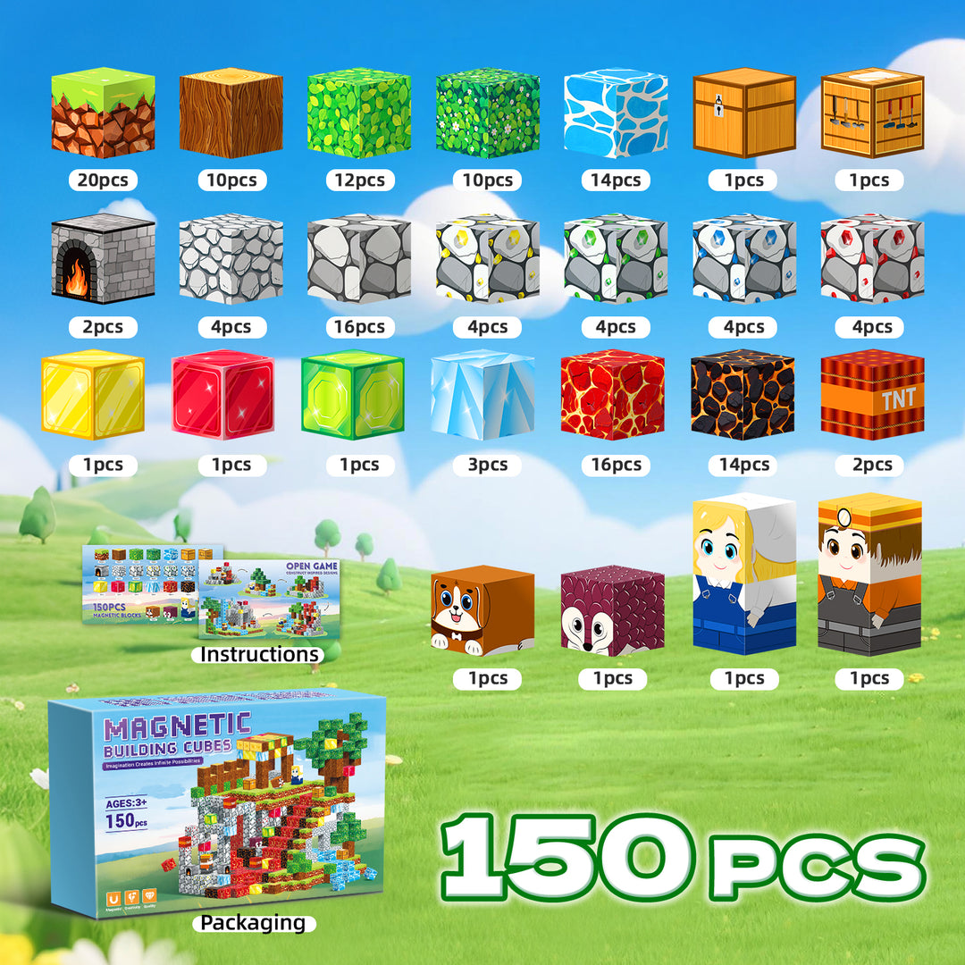 150PCS Magnetic Blocks for  Ages 3+ (Set BQL300A)