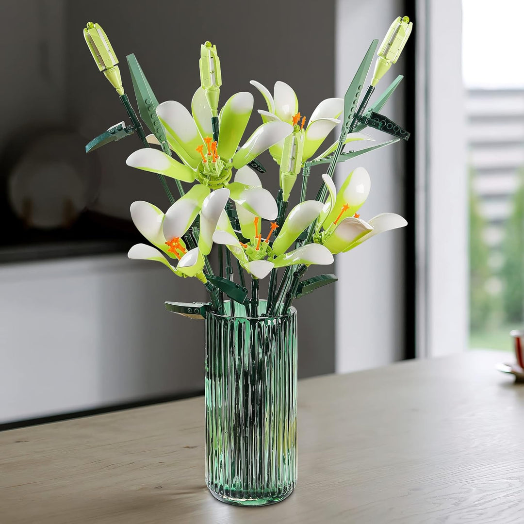 Lily Flower Bouquet Building Block Set – DIY Artificial Botanical Construction Block Toys Kit
