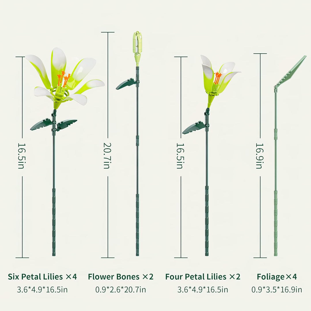 Lily Flower Bouquet Building Block Set – DIY Artificial Botanical Construction Block Toys Kit