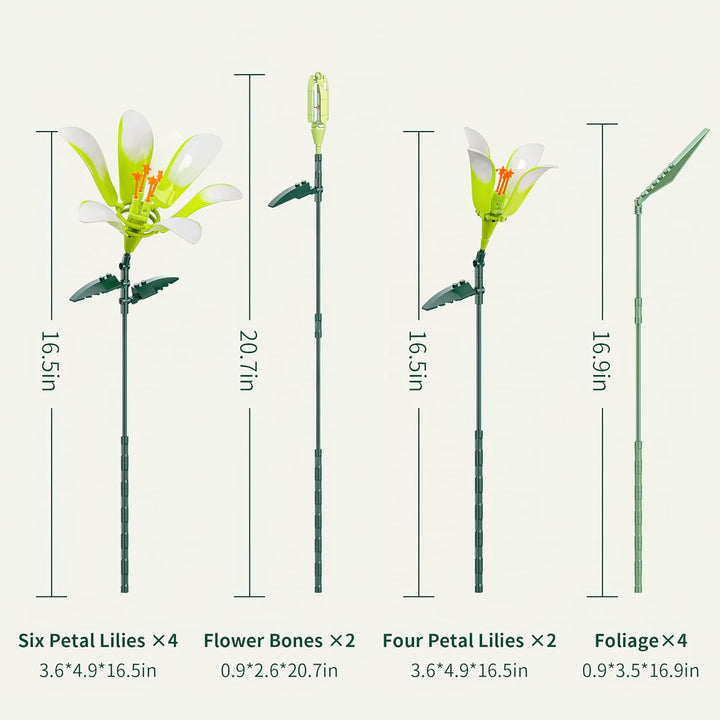 Lily Flower Bouquet Building Block Set – DIY Artificial Botanical Construction Block Toys Kit