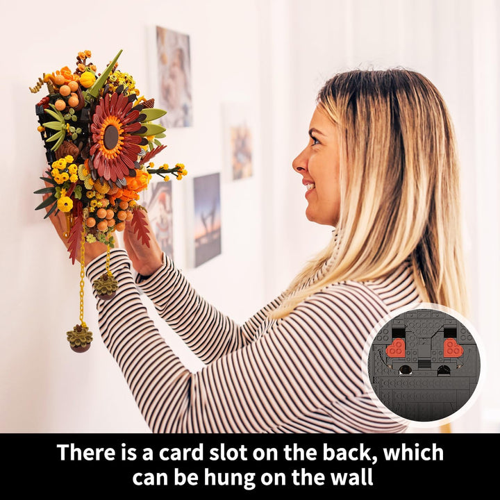 800 Pcs DIY Botanical Wall Hanging Flower Building Blocks Artificial Flowers Home Décor Perfect Gift Idea