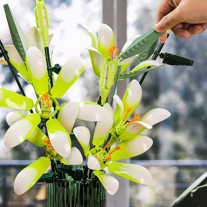 Lily Flower Bouquet Building Block Set – DIY Artificial Botanical Construction Block Toys Kit
