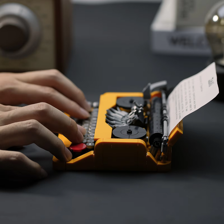 Mini Vintage Typewriter Building Blocks Set Retro Desk Decor Educational STEM Toys