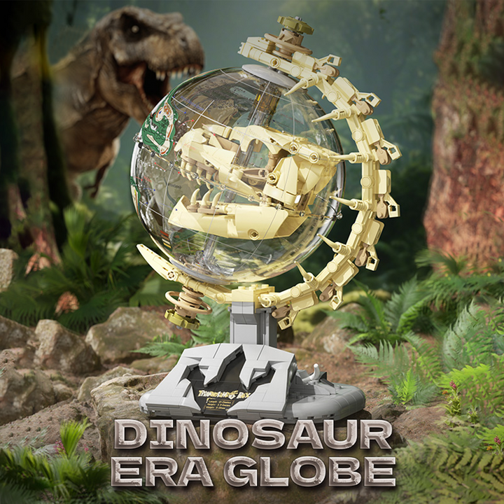 Dinosaur Era Globe Building Blocks Toy, Prehistoric T-Rex Skeleton Model Kit