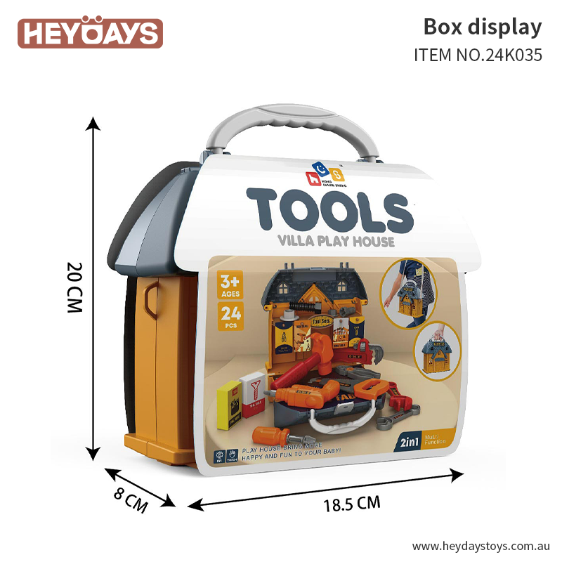 Pretend Play Tool Set Villa House Tool Box Toy w/ Tool Bench Table Gift Kids