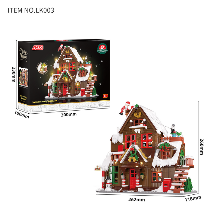 Light-Up Christmas Cabin Building Set with LED String Lights Interactive Blocks
