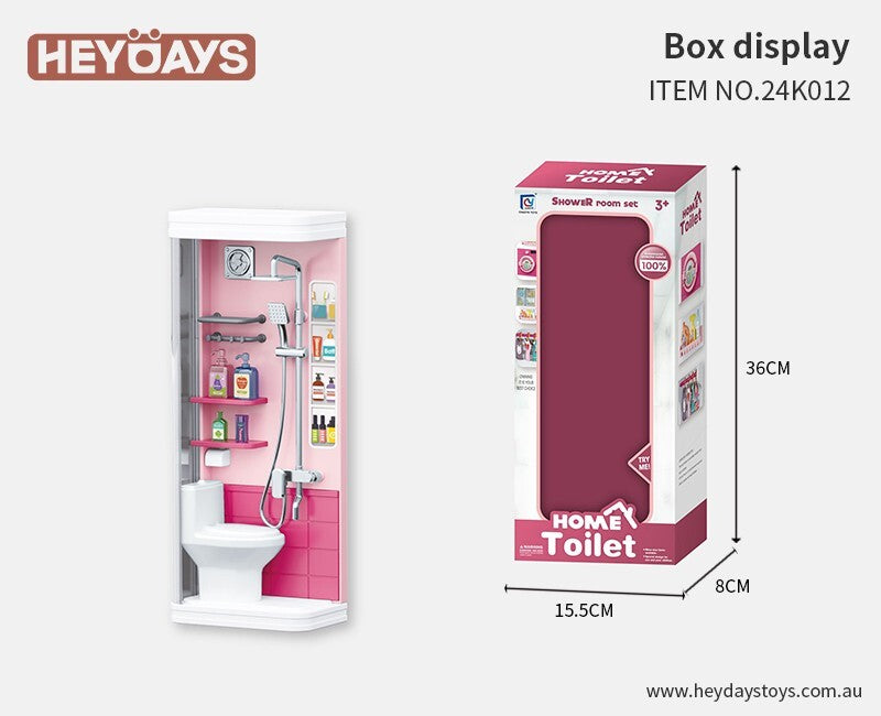 Pretend Play Role Play Bathroom Shower Room Set Toilet Accessories Toy Gift Kids
