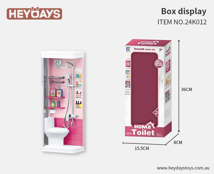 Pretend Play Role Play Bathroom Shower Room Set Toilet Accessories Toy Gift Kids