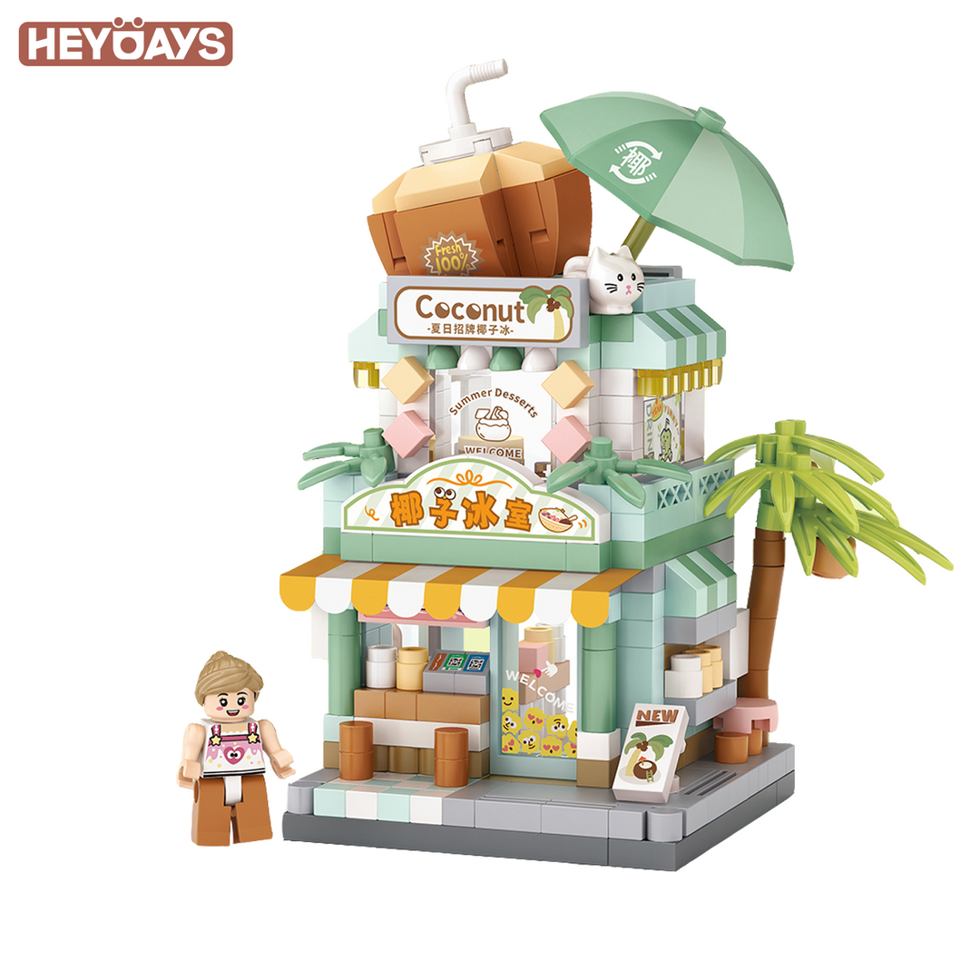3D Street Mini View Building Block Set Cute Store Model Kit with Minifigure