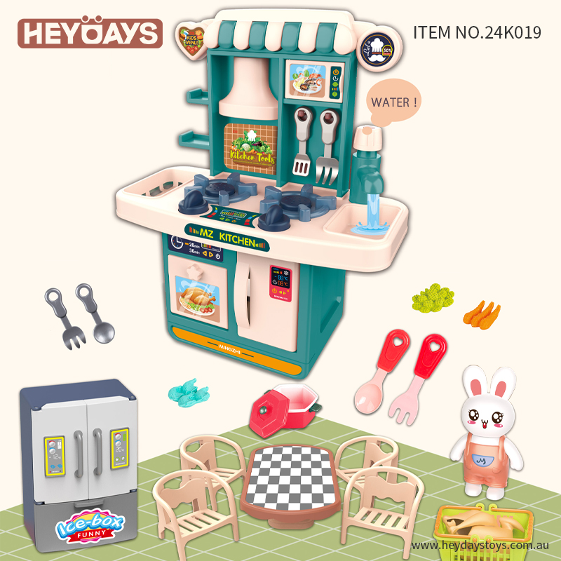 Kids Pretend Play Toy Kitchen Set w/ Play Sink Kitchen Accessories Dining Table