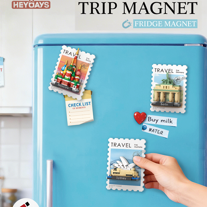 3D World Landmark Building Block Fridge Magnet Blind Box Mystery Souvenir Gift