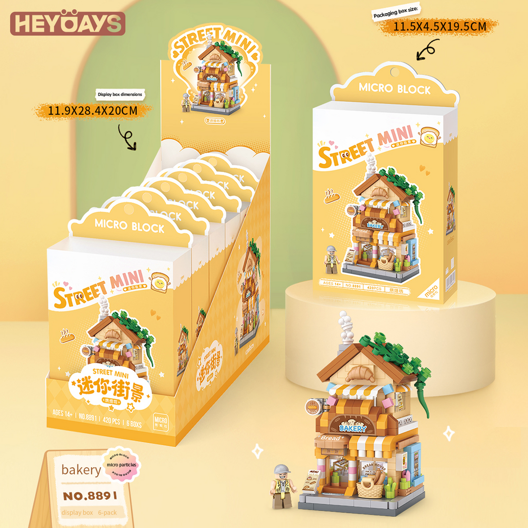 3D Street Mini View Building Block Set Cute Store Model Kit with Minifigure