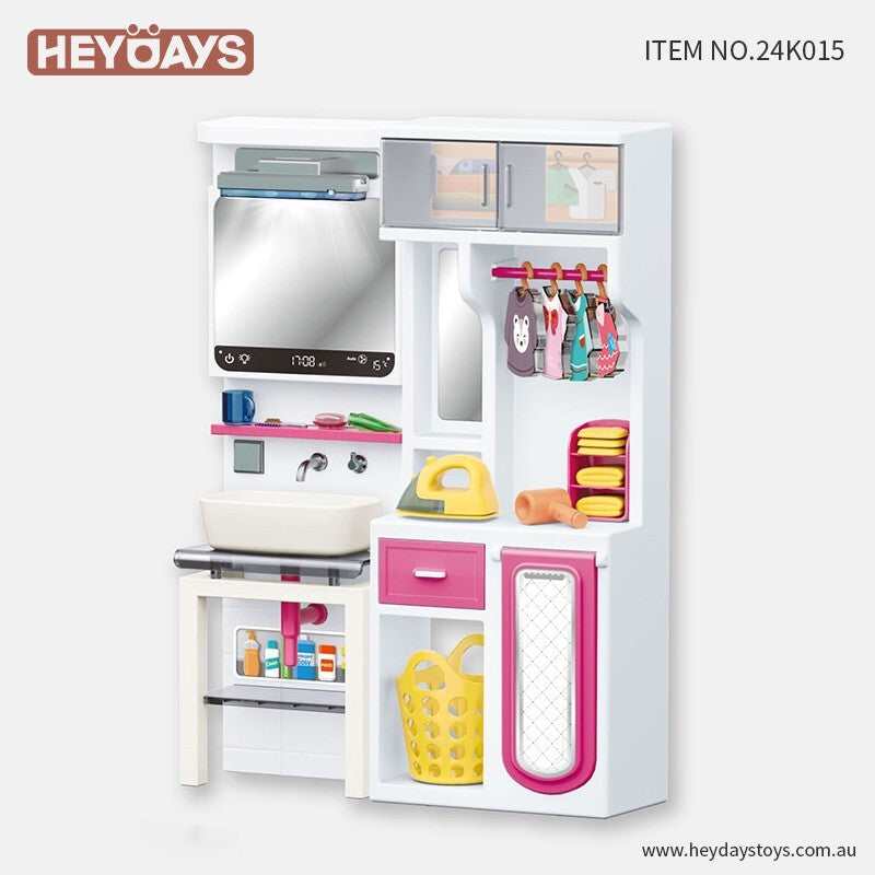 Pretend Play Bathroom Dressing Table Vanity Ironing Room Playset Toy Gift Kids