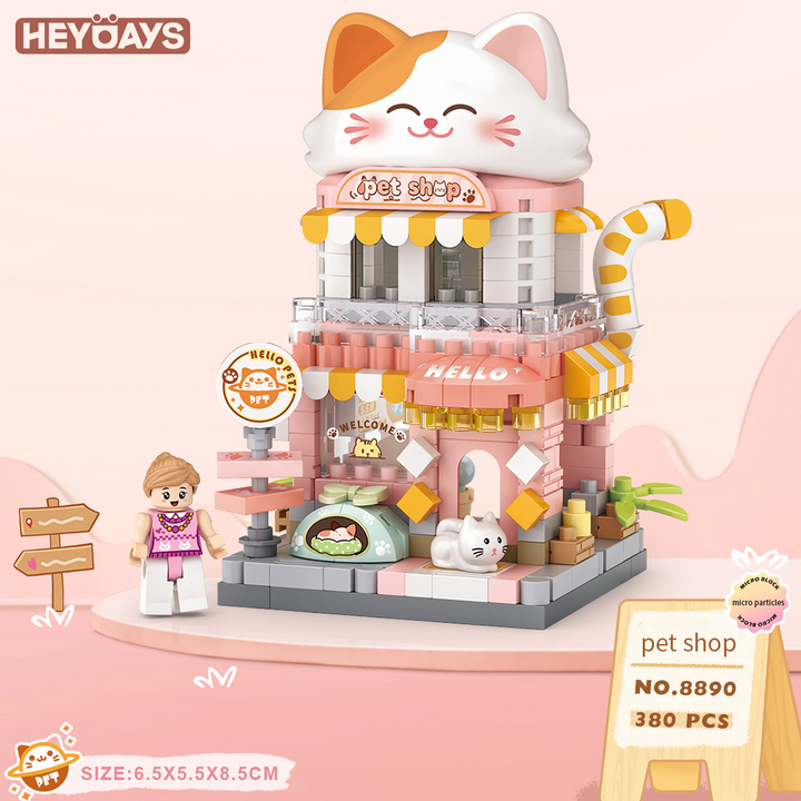 3D Street Mini View Building Block Set Cute Store Model Kit with Minifigure