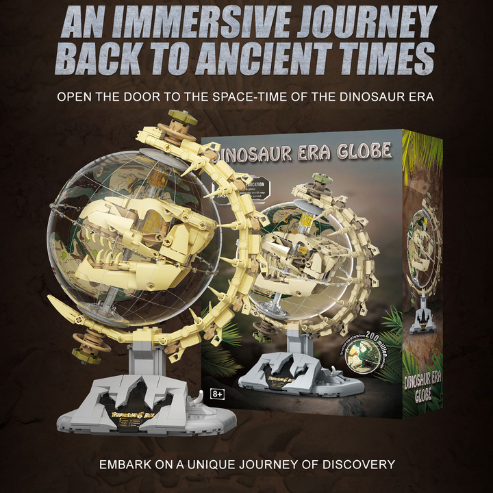 Dinosaur Era Globe Building Blocks Toy, Prehistoric T-Rex Skeleton Model Kit