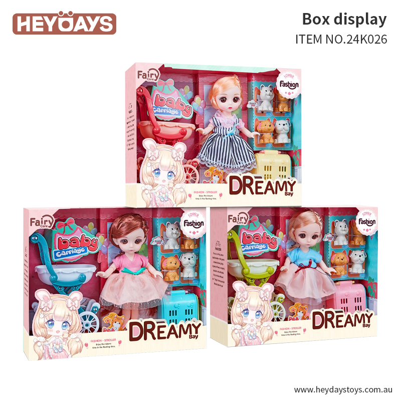 Baby Doll Carriage Set with Puppy and Accessories Playset Toy Gift Kids Girls