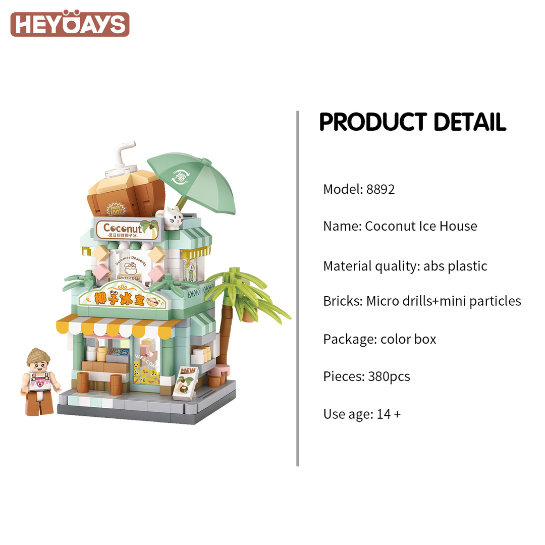 3D Street Mini View Building Block Set Cute Store Model Kit with Minifigure
