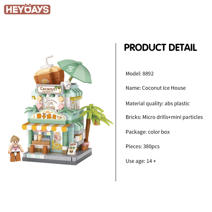 3D Street Mini View Building Block Set Cute Store Model Kit with Minifigure