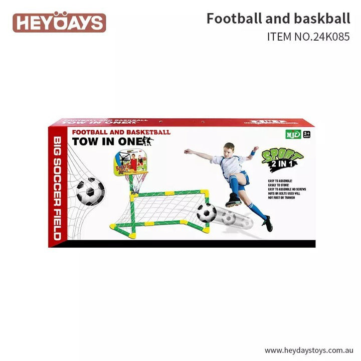 2 In 1 Football Soccer Goal Basketball Hoop Kids Outdoor Indoor Game Sports Gift