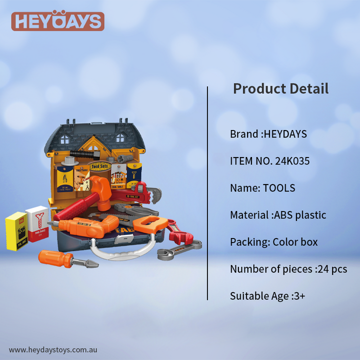 Pretend Play Tool Set Villa House Tool Box Toy w/ Tool Bench Table Gift Kids