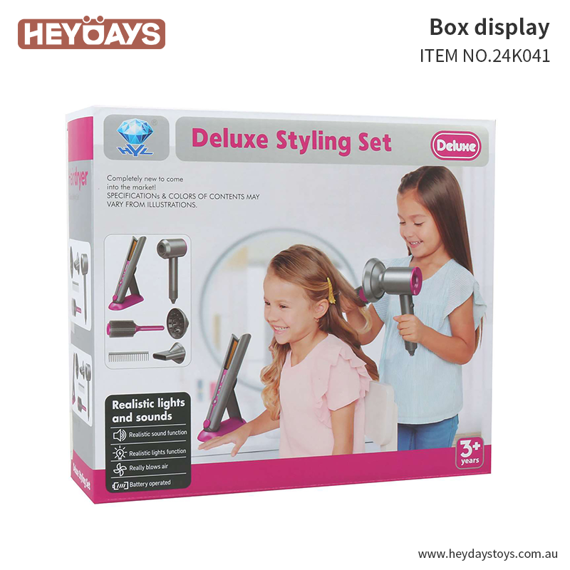Pretend Play Hair Dryer Hair Salon Dyson Styling Toy w/ Accessories Gift Kids