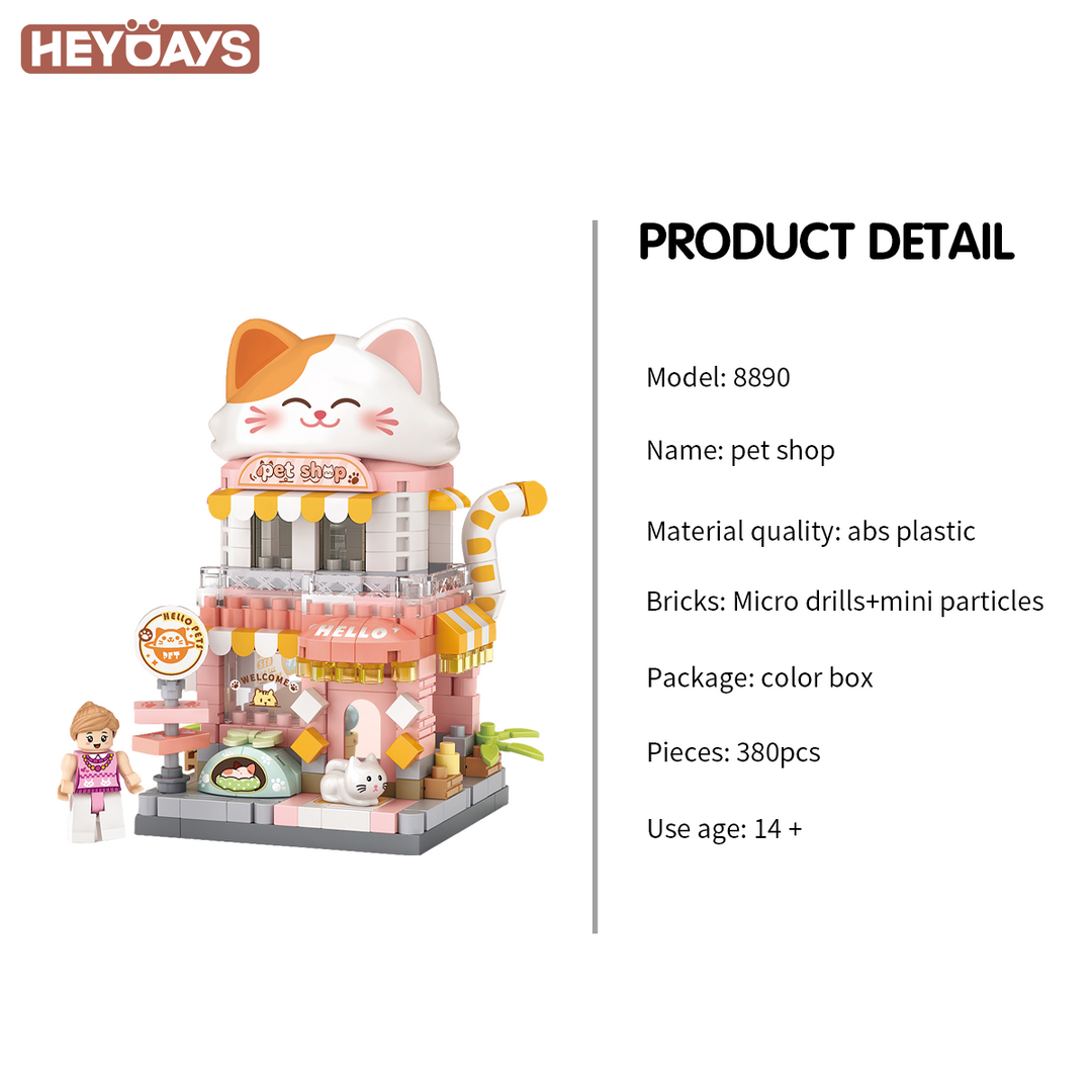 3D Street Mini View Building Block Set Cute Store Model Kit with Minifigure