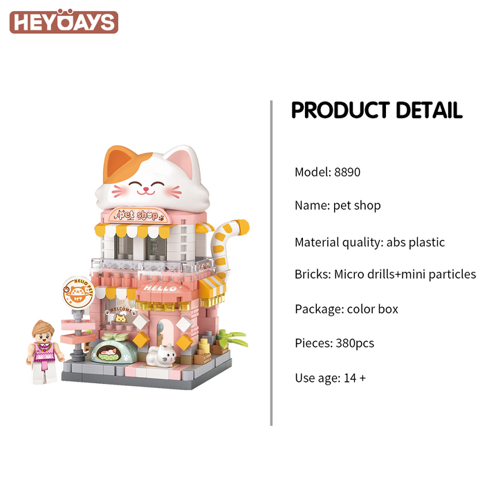 3D Street Mini View Building Block Set Cute Store Model Kit with Minifigure