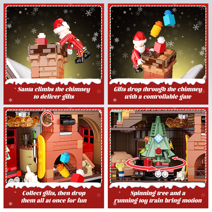 Light-Up Christmas Cabin Building Set with LED String Lights Interactive Blocks