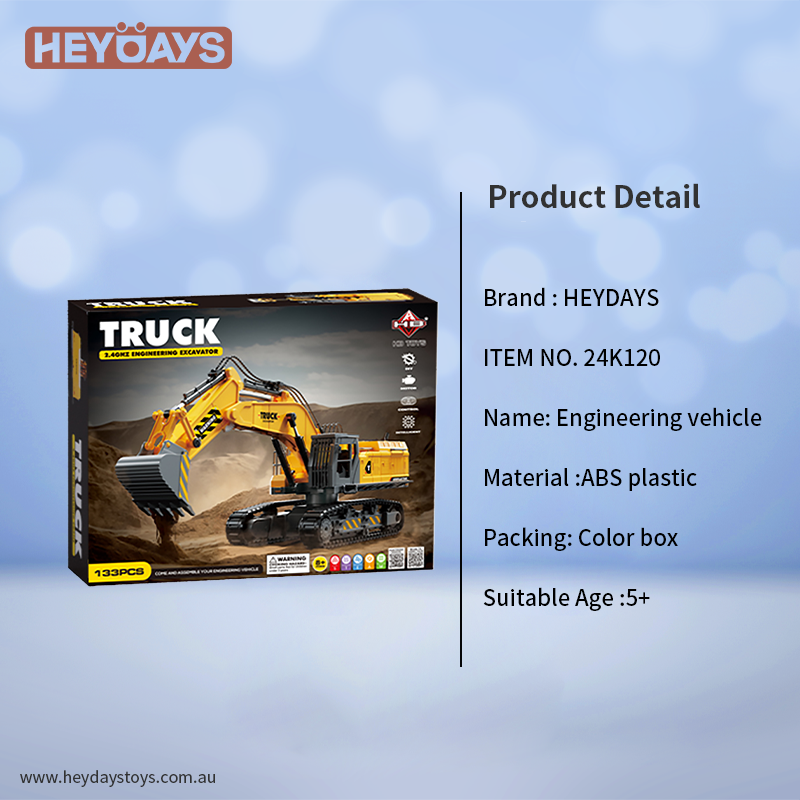 Remote Control Excavator Truck Construction Digger 2.4GHz RC DIY STEM Toy Kids