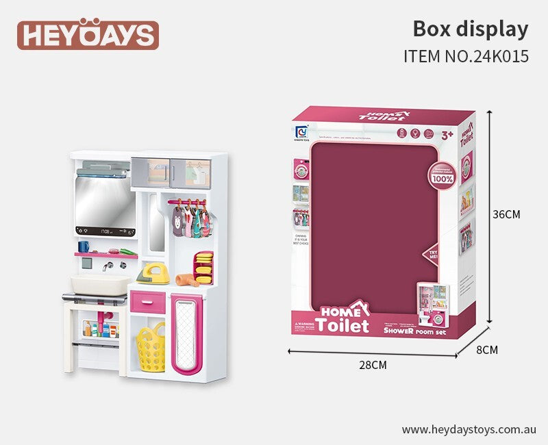 Pretend Play Bathroom Dressing Table Vanity Ironing Room Playset Toy Gift Kids