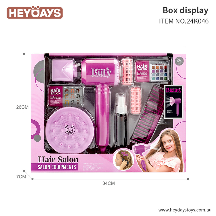 Pretend Play Hair Styling Set Hair Dryer Beauty Salon Kit Toy Gift Kids Girls