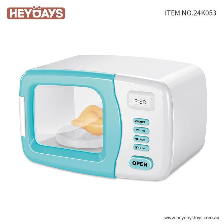 Kids Microwave Toy Kitchen Playset Pretend Play Kitchen Appliance with Rotating