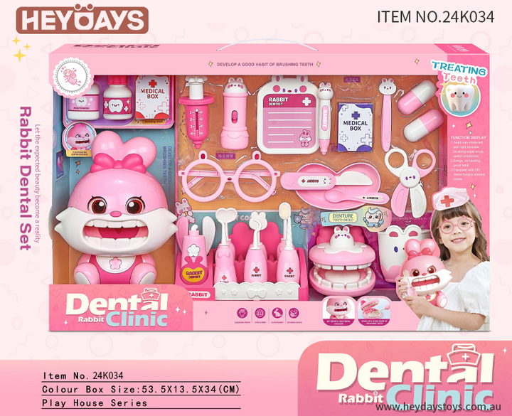 Bunny Rabbit Dental Role Play Set Pretend Play Doctor Dentist Kit Toy Gift Kids