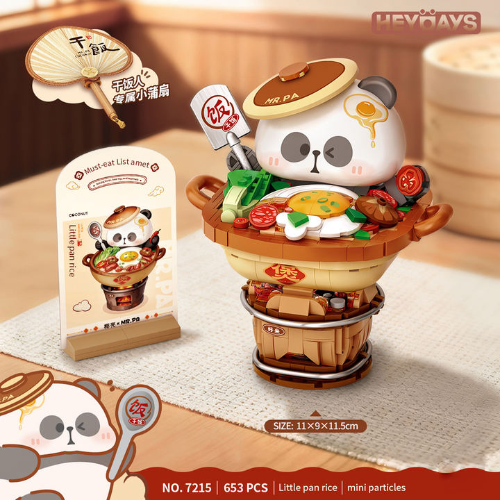 3D Kawaii Food Panda Mini Building Block Set, Gourmet Sichuan Hotpot & Claypot