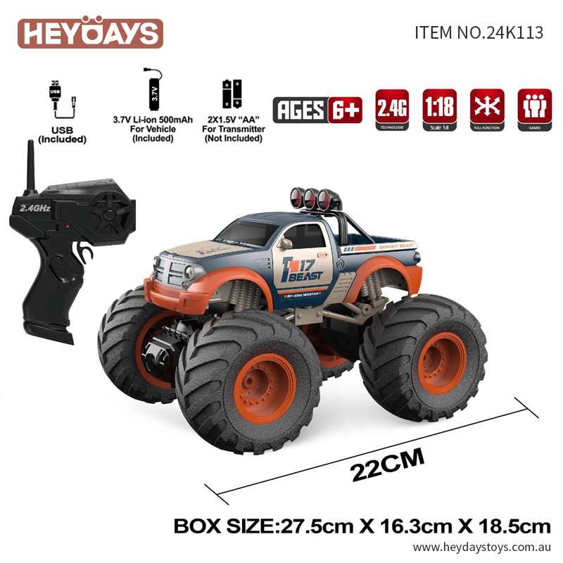 1:18 Scale RC Monster Truck 4WD All-Terrain Remote Control Car for Kids Adult
