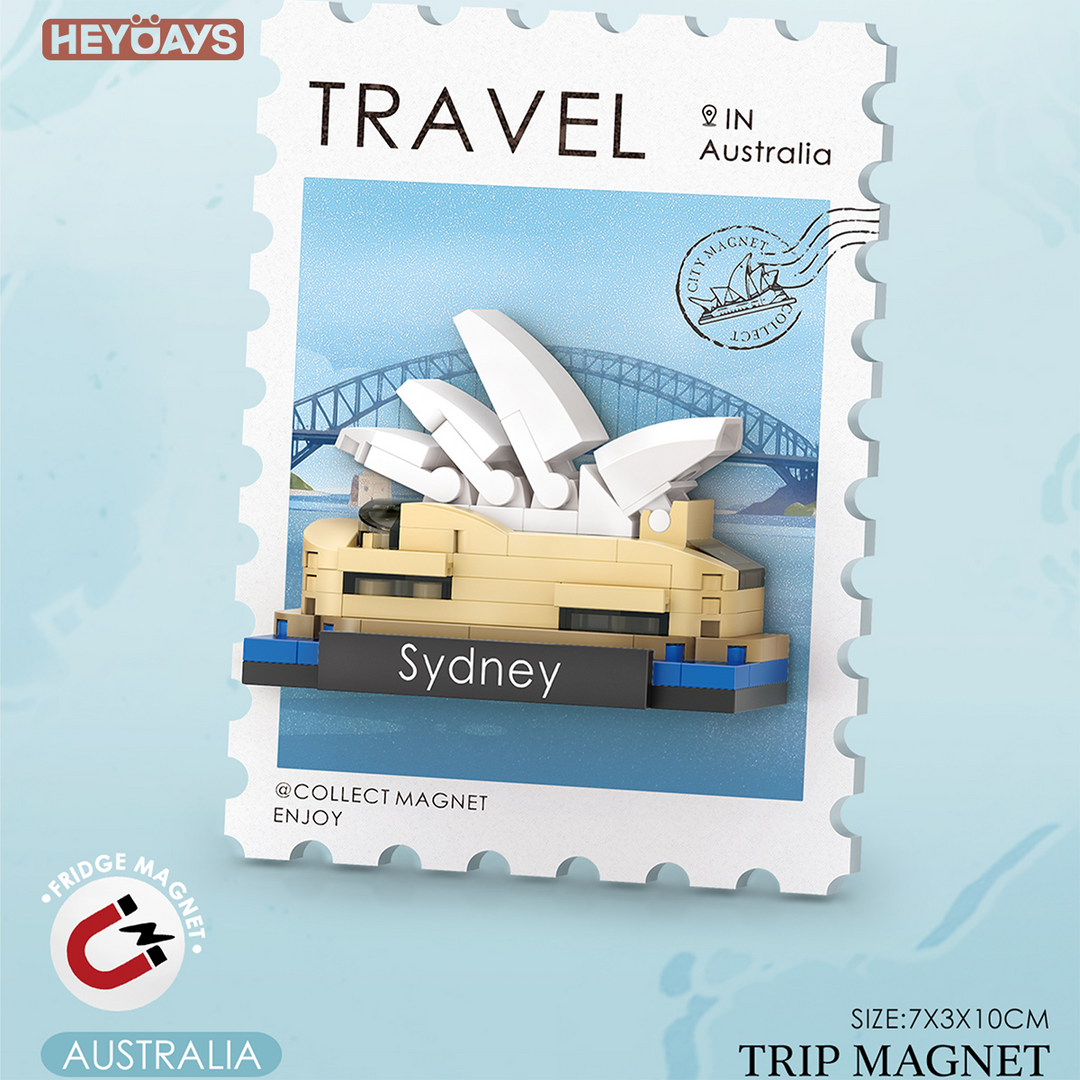 12x World Landmark Stamp Mini Building Block Fridge Magnet Set 3D Decor Gift