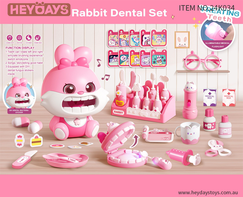 Bunny Rabbit Dental Role Play Set Pretend Play Doctor Dentist Kit Toy Gift Kids