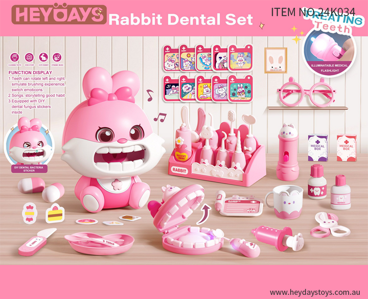 Bunny Rabbit Dental Role Play Set Pretend Play Doctor Dentist Kit Toy Gift Kids
