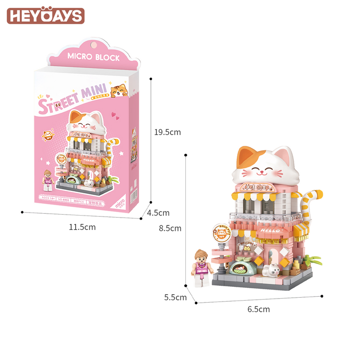3D Street Mini View Building Block Set Cute Store Model Kit with Minifigure