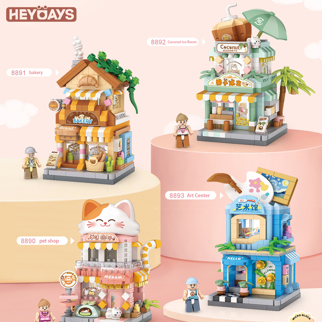3D Street Mini View Building Block Set Cute Store Model Kit with Minifigure