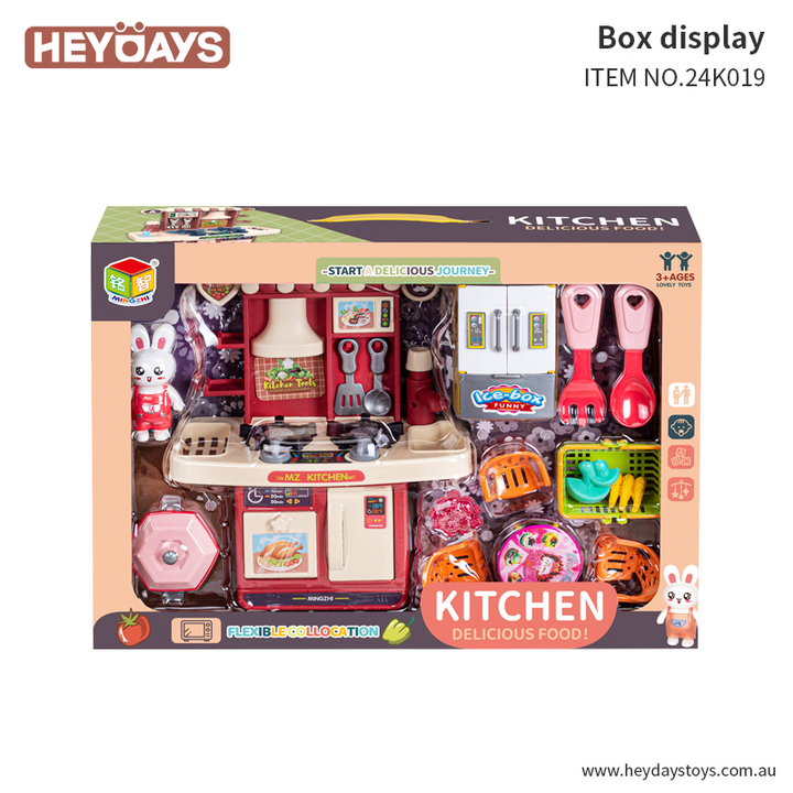 Kids Pretend Play Toy Kitchen Set w/ Play Sink Kitchen Accessories Dining Table