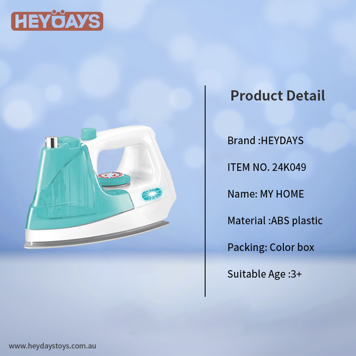Pretend Play Playset Steam Iron Toy with Spray Function & Detachable Water Tank