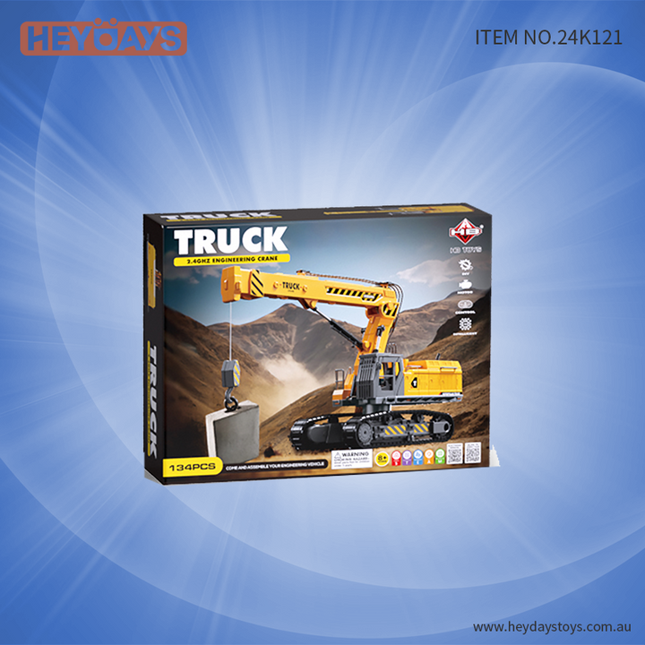 Remote Control Crane Truck Construction Vehicle Model 2.4GHz DIY STEM Toy Kids