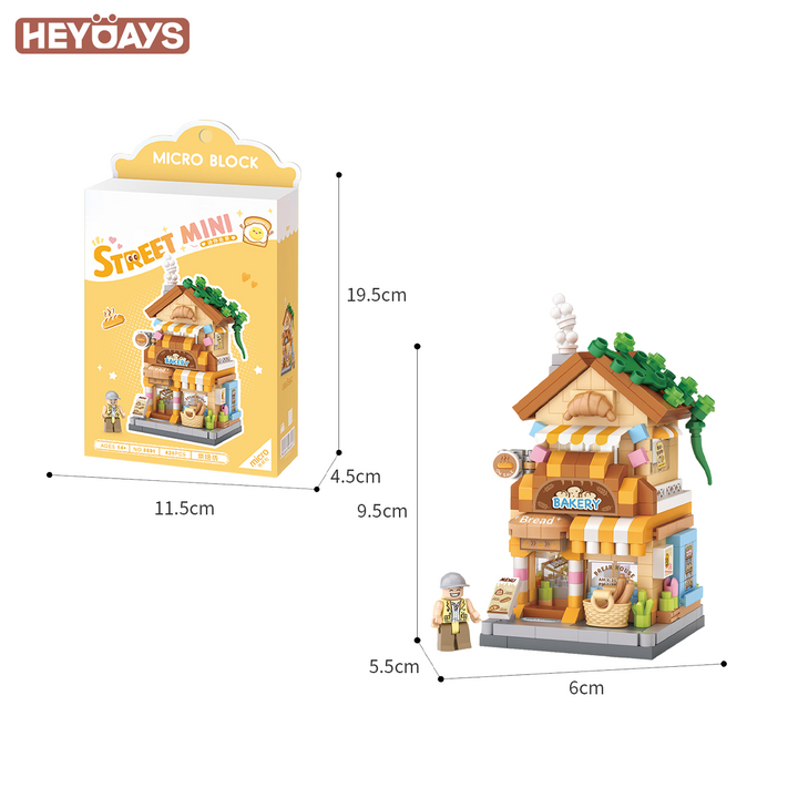 3D Street Mini View Building Block Set Cute Store Model Kit with Minifigure