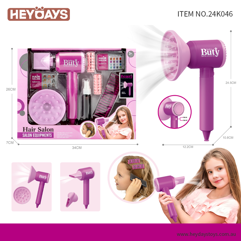 Pretend Play Hair Styling Set Hair Dryer Beauty Salon Kit Toy Gift Kids Girls