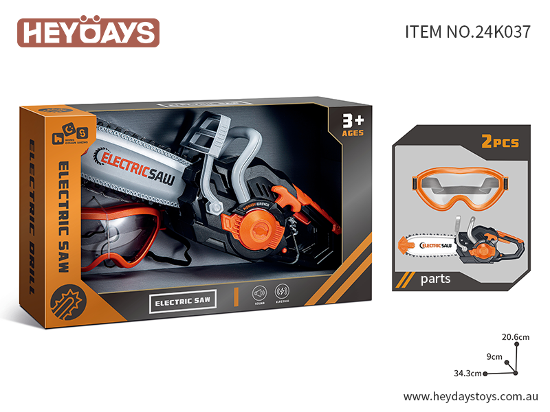 Pretend Play Role Play STEM Toy Tool Set Electric Saw Chainsaw Sound Gift Kids