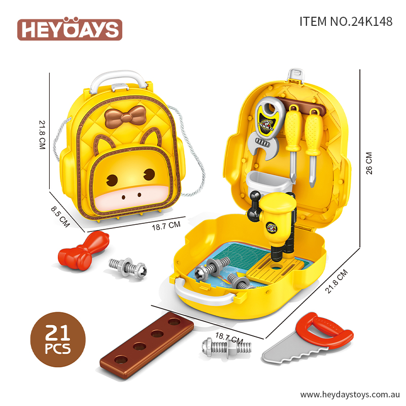 Pretend Play Tool Set Kids Tool Kit w/ Toy Drill & Backpack Gift Boys Girls