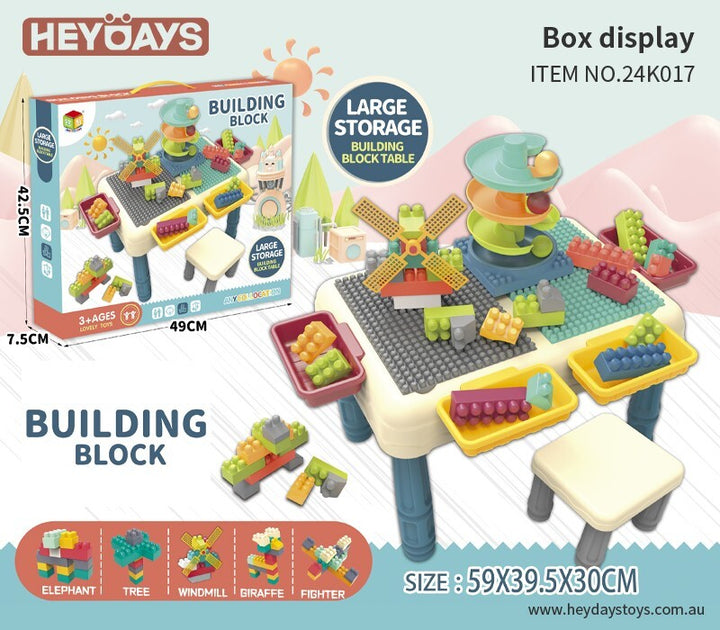 Building Block Table Toddler Blocks Toys Activity Table w/ Storage Box Gift Kids